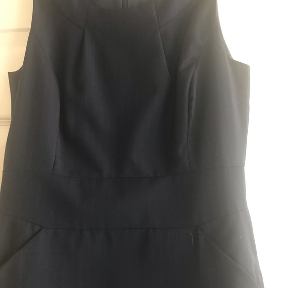 JCrew Suiting Navy Blue pinstripe Wool pocketed Emmaleigh Dress - Picture 8 of 10